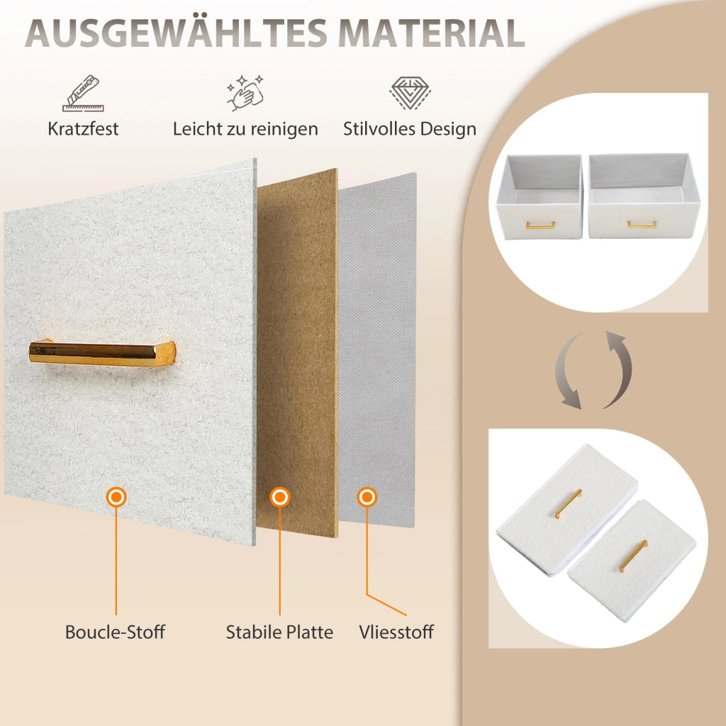Cassettiera 8 cassetti in tessuto con presa di corrente ¨C Minimal ¨C crema bianco