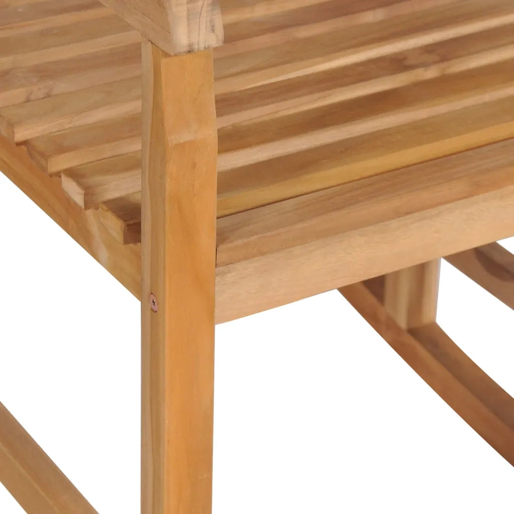 Sedia a Dondolo con Cuscino Verde in Legno di Teak 3062762