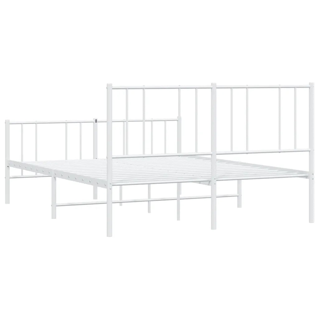 Letto matrimoniale | Letto per adulti | Giroletto con Testiera e Pediera Metallo Bianco 140x190 cm