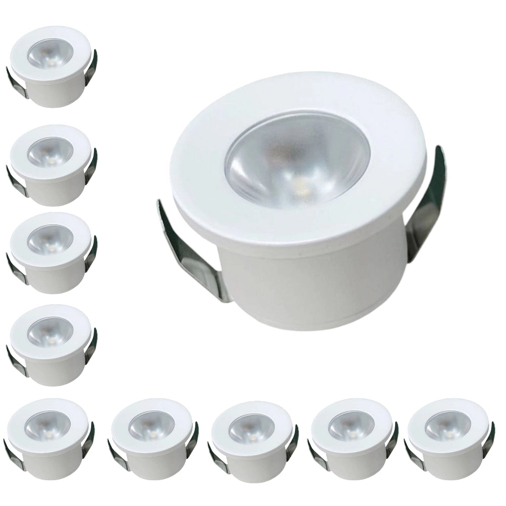 Set 10 Faretto a led cob da incasso in alluminio bianco punto luce 1w 220v per controsoffittature scale cielo stellato - Luce Naturale, Fredda, Calda Colore della luce: Luce calda