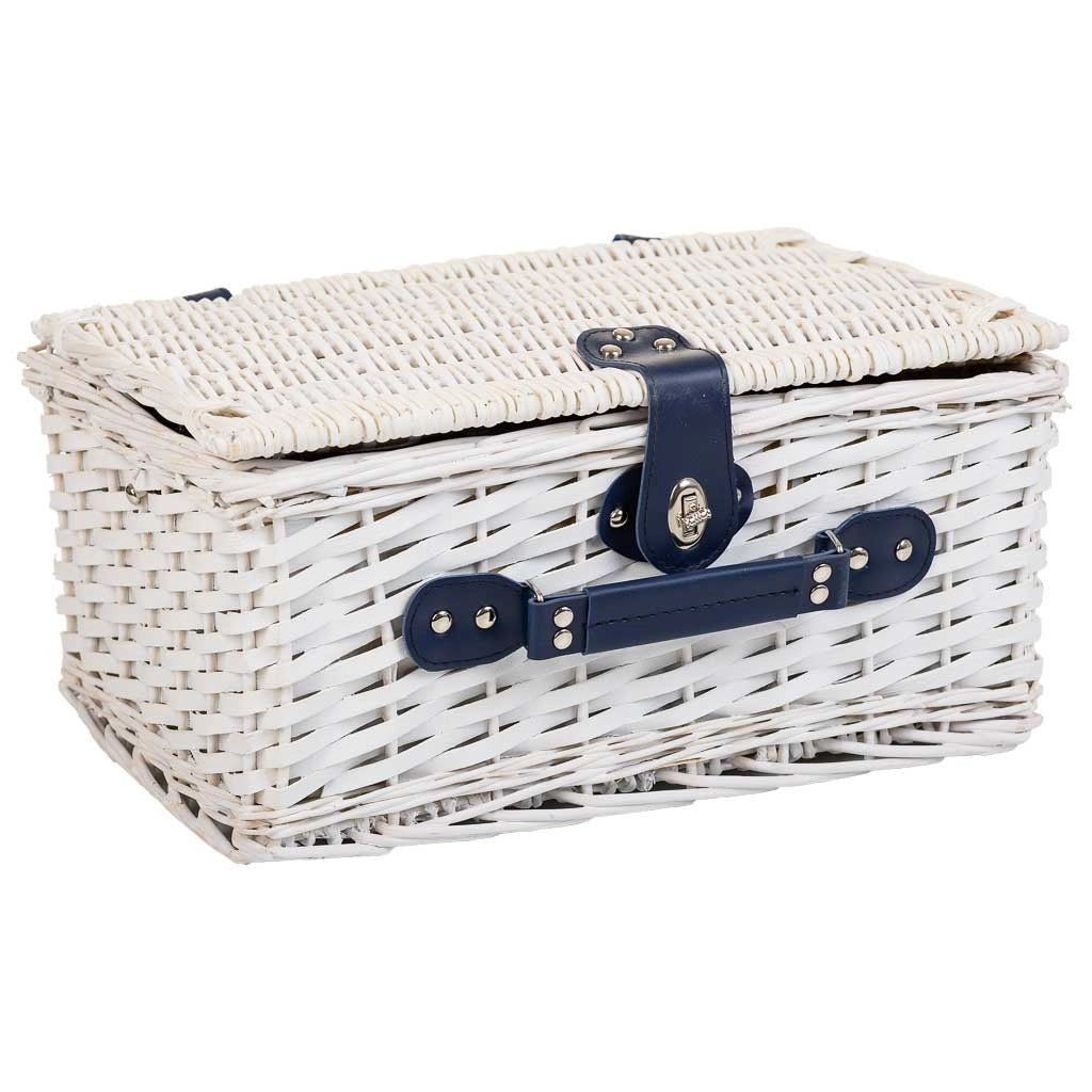 Cesto picnic bianco e blu 40x28x19