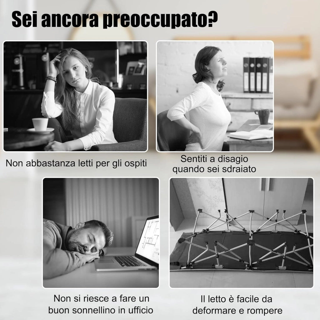 Brandina Pieghevole con Materasso, in Memory Foam, Struttura Resistente e 4 Ruote Girevoli, Lettino Pieghevole per Casa Ufficio, 190x80x33 cm (Beige)