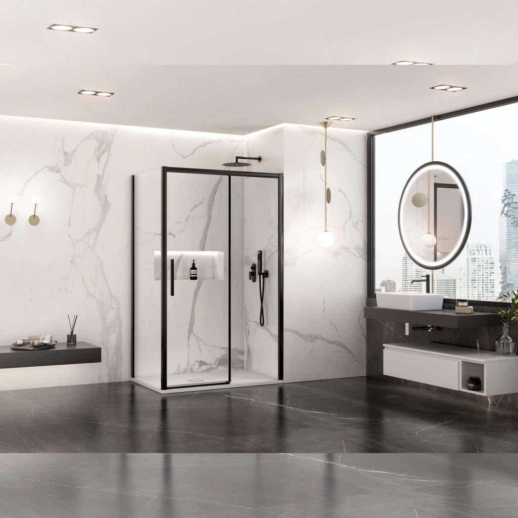 Box Doccia Angolare 80x120 cm 1 Anta Scorrevoe in Cristallo Trasparente 6mm H195 Bonussi Eliane