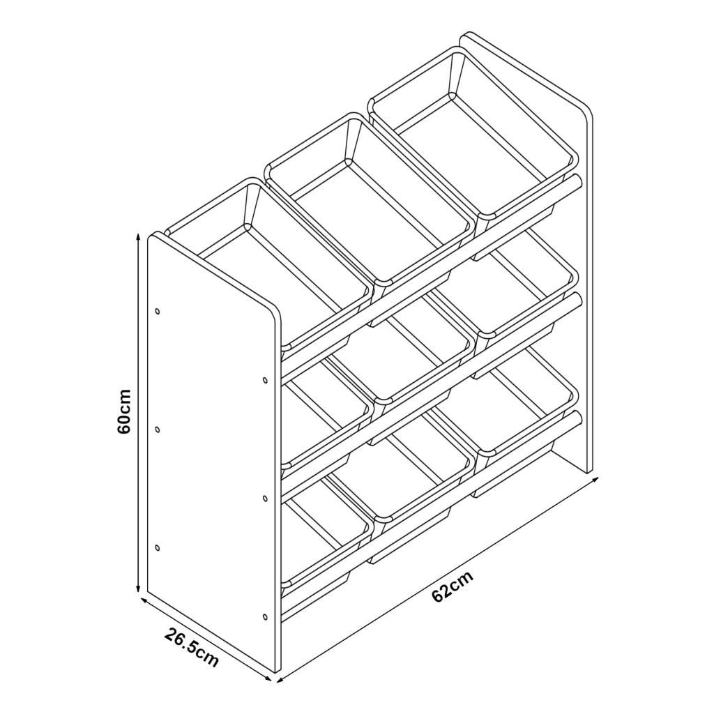 Scaffale dal design senza tempo per soggiorno/camera da letto mobiletto portaoggetti per bambini con 9 scomparti aperti bianco/rosa/viola 03_0011180