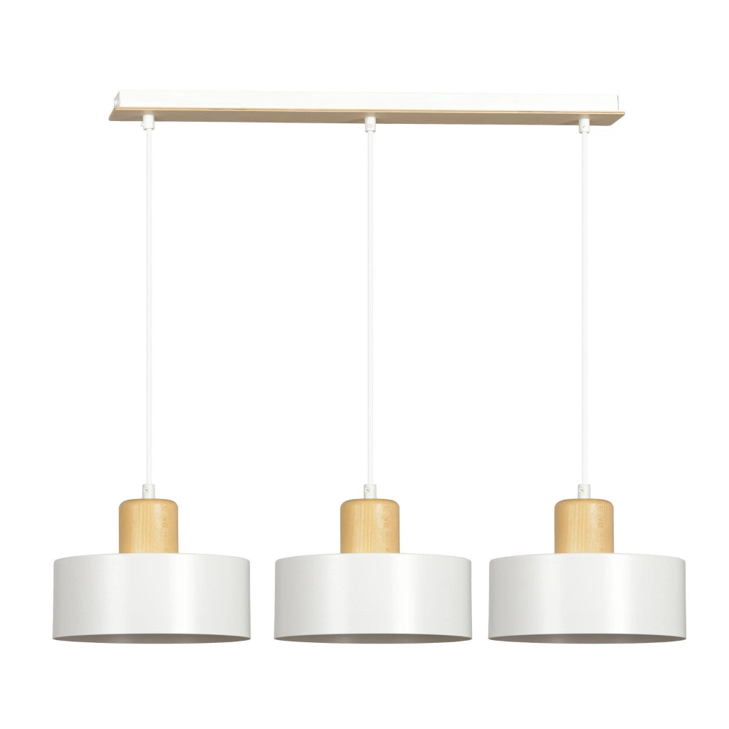 Lampadario Emibig TORIN 3, 3xE27 bianco legno chiaro