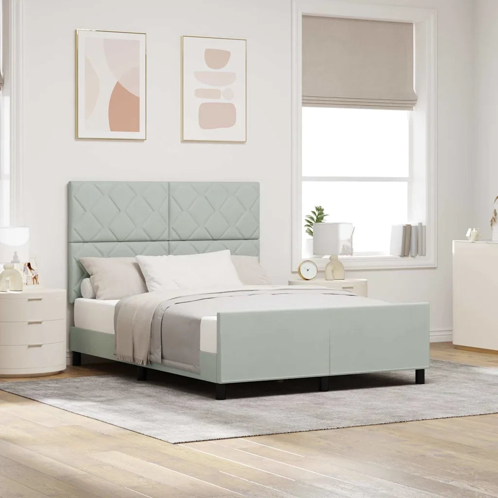 Letto a molle con testiera Grigio chiaro 140 x 200 cm Velluto 3345011