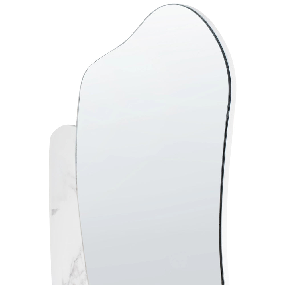 Specchio da parete in marmo bianco MDF 80 x 60 cm Decorativo da appendere in stile moderno asimmetrico Accessori per la casa
