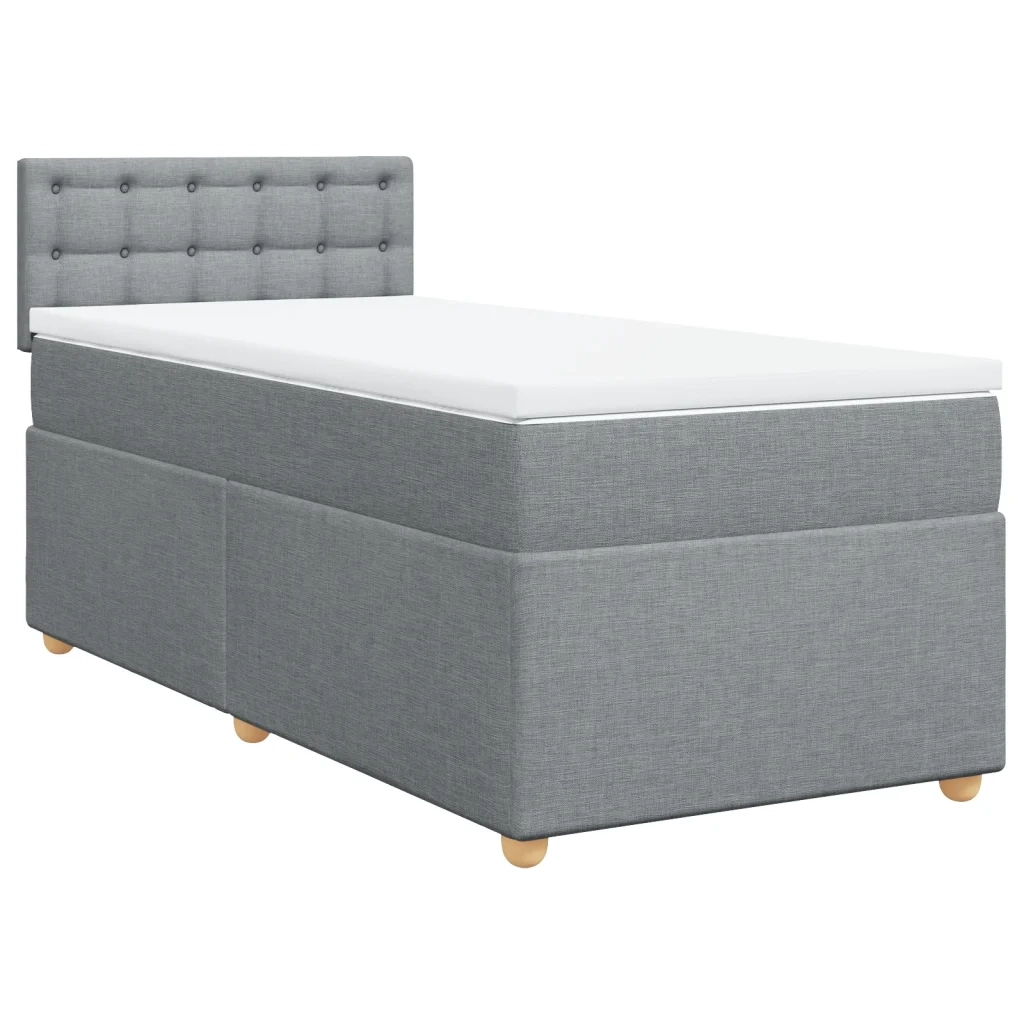 Letto singolo | Letto per adulti | Giroletto a Molle con Materasso Grigio Chiaro 80x200 cm Tessuto