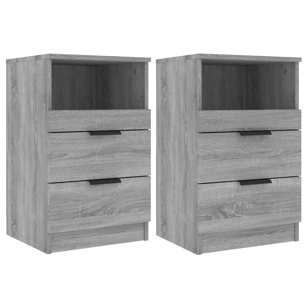 Comodini 2 pz-Set di 2 Tavolino da notte Grigio Sonoma in Legno Multistrato 721354