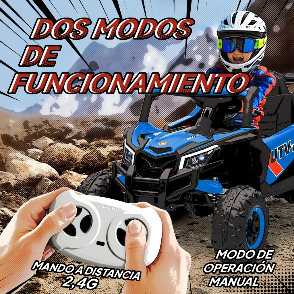 Casetta UTV Elettrica per Bambini ¨C Zephmum ¨C Blu, 12V, Telecomando 2.4G