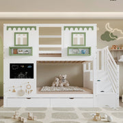 LETTO A CASTELLO 90x200 cm Bianco/Verde in legno e MDF
