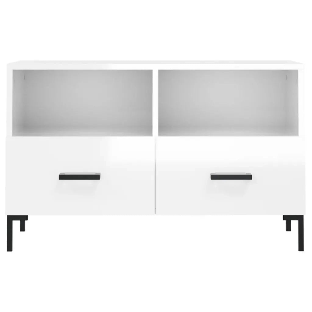 Mobile TV | Armadietto TV | Mobile Porta TV Bianco Lucido 80x36x50 cm in Legno Multistrato