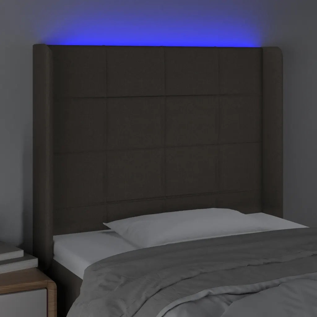Testiera a LED Tortora 83x16x118/128 cm in Tessuto 3124026