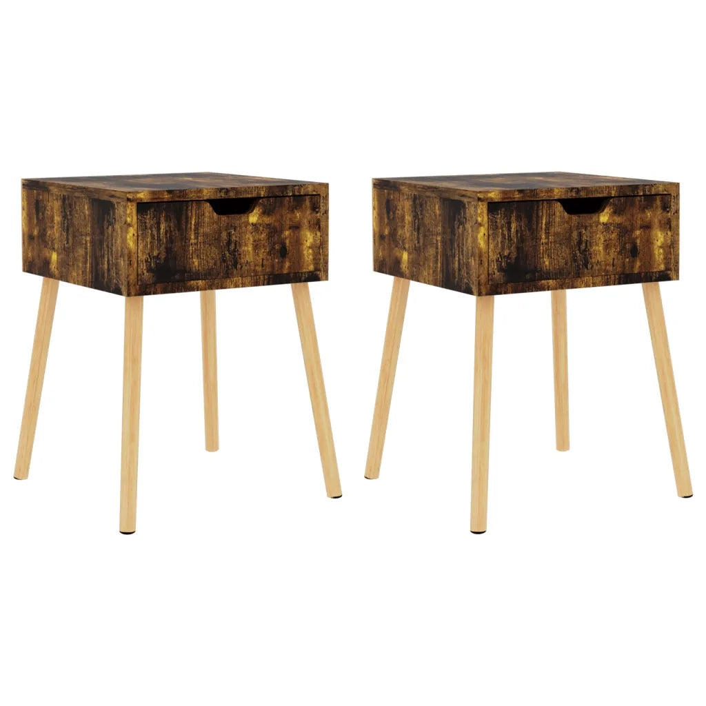 Set di 2 Comodini | Armadio da Notte | Mobiletto da notte Rovere Fumo 40x40x56 cm in Legno Multistrato