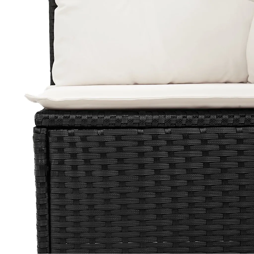 Set Divani da Giardino 4 pz | Set Salotto da Giardino con Cuscini Nero in Polyrattan
