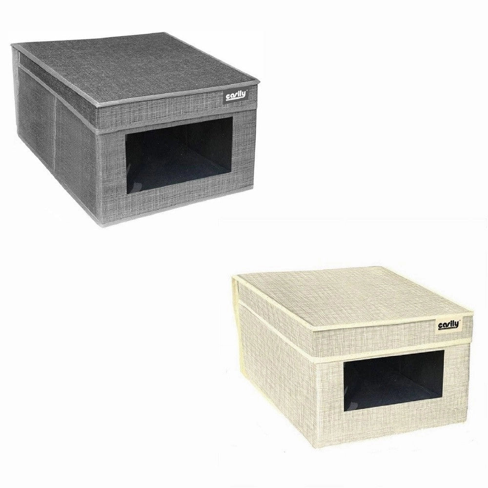 Trade Shop - Scatola Porta Documenti Ufficio Box Organizer Portatutto 25x35x16cm Grigio 69690 -