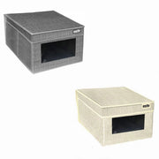 Trade Shop - Scatola Porta Documenti Ufficio Box Organizer Portatutto 25x35x16cm Grigio 69690 -