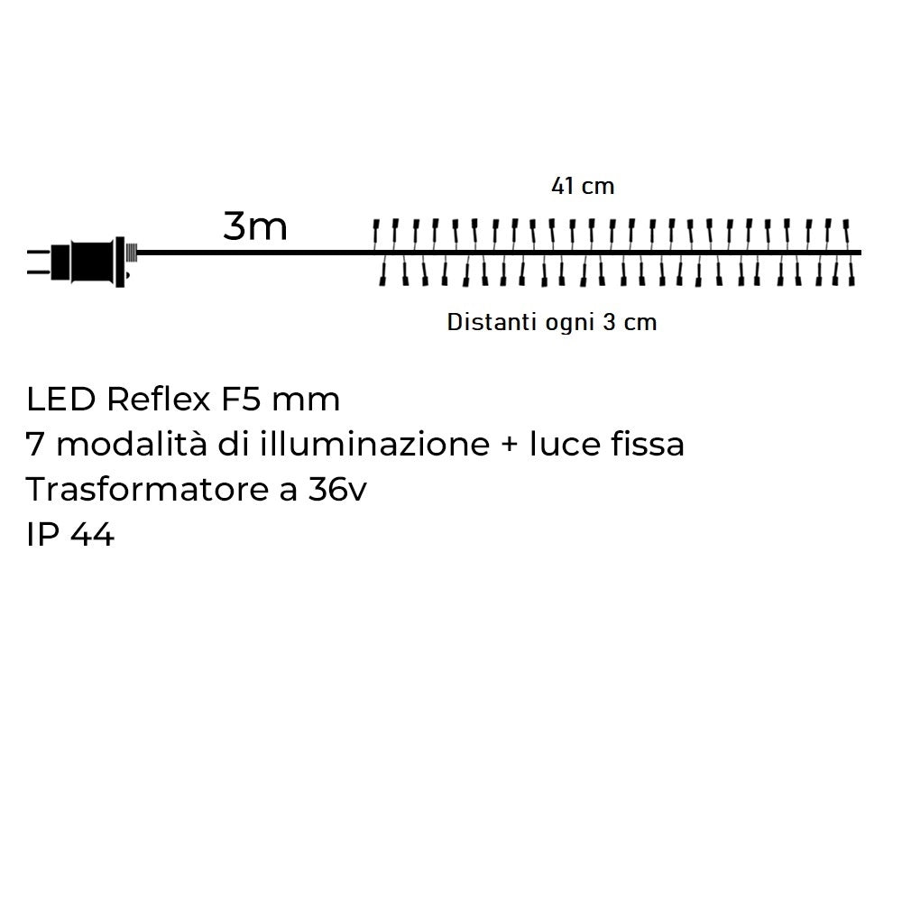 CATENA LUMINOSA CLUSTER 1360 LED MULTICOLORE SU CAVO VERDE DI 41mt A 36V - PERFETTA PER AVVOLGERE ALBERI DI NATALE ILLUMINARE FESTE ED ALTRI EVENTI SPECIALI