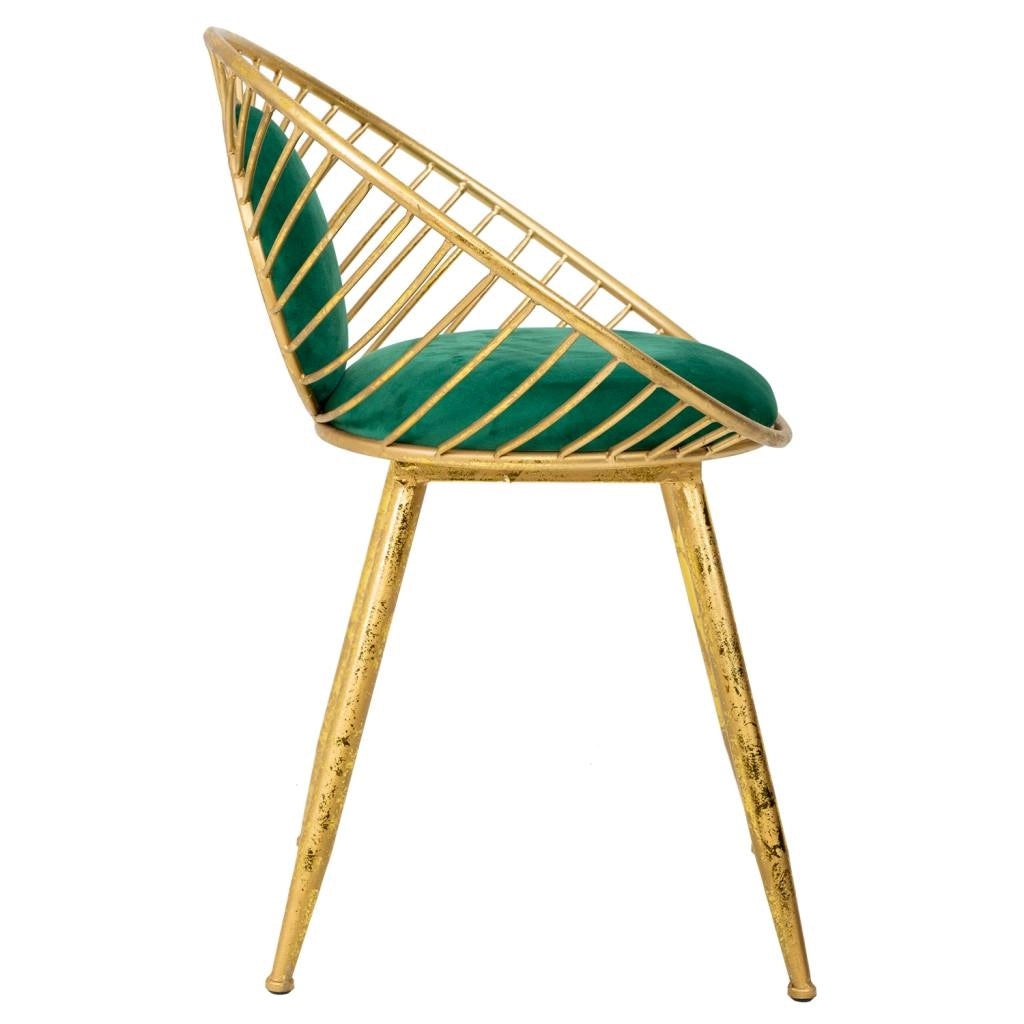 Sgabello imbottita in metallo dorato verde 55x46x70h
