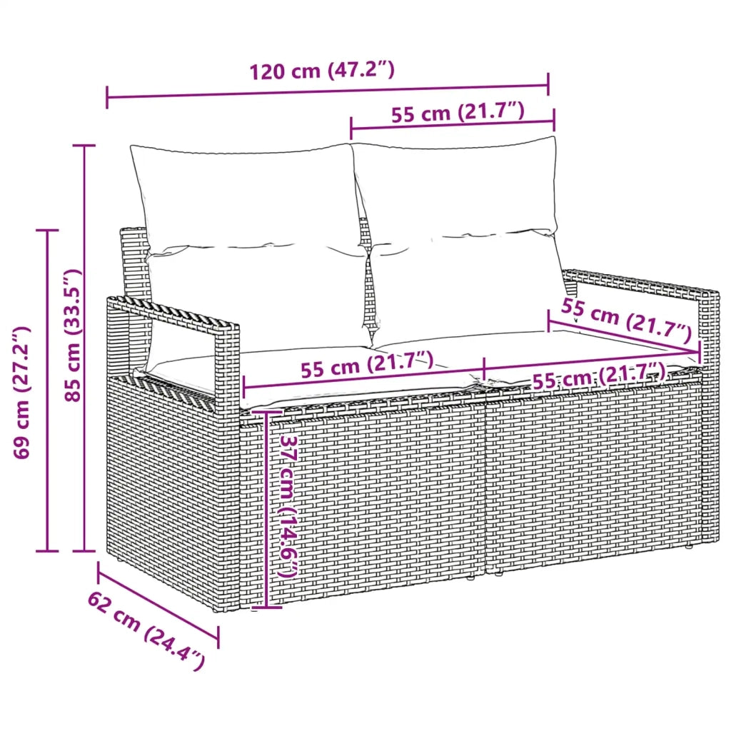 Set di divani con cuscino 6 pcs Grigio polyrattan 3346455