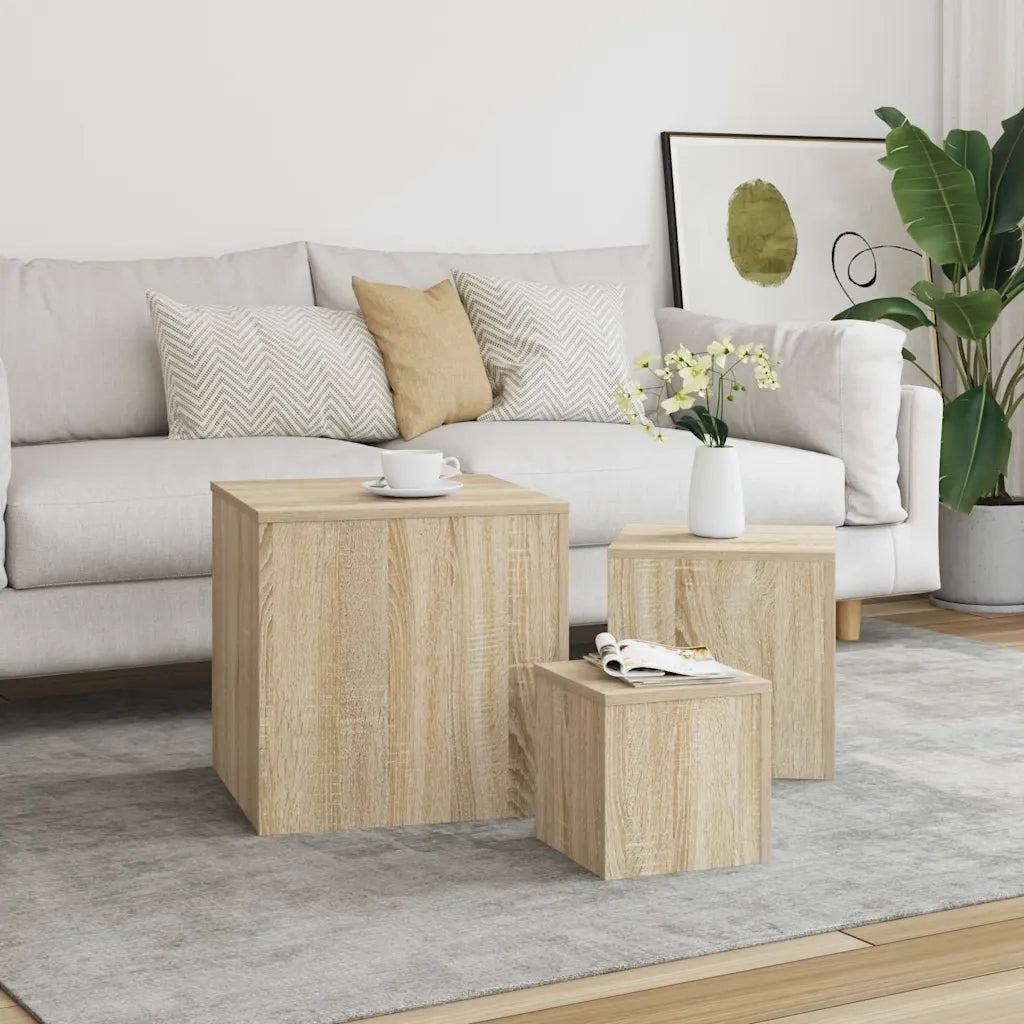 Tavolini 3 pz Rovere Sonoma in Truciolato 808588