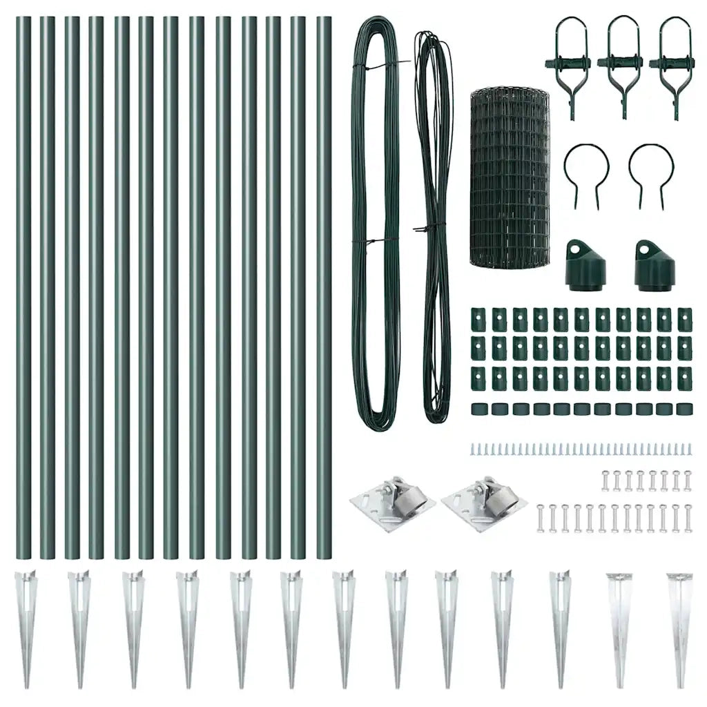 Recinzione da Giardino | Recinzione con Posto Verde 0,8 x 25 m Acciaio e PVC