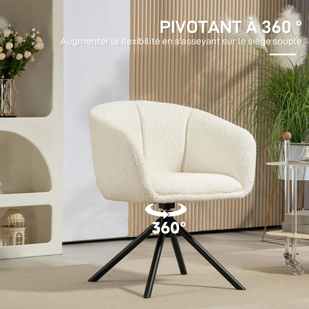 Sedia da pranzo girevole 360¡ã con seduta imbottita ¨C Minimal ¨C 58.5x59x78.5 cm, crema