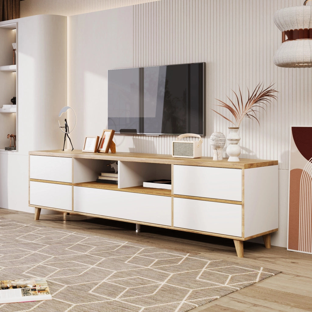Cassettiera TV bianca in MDF lunghezza 175 cm
