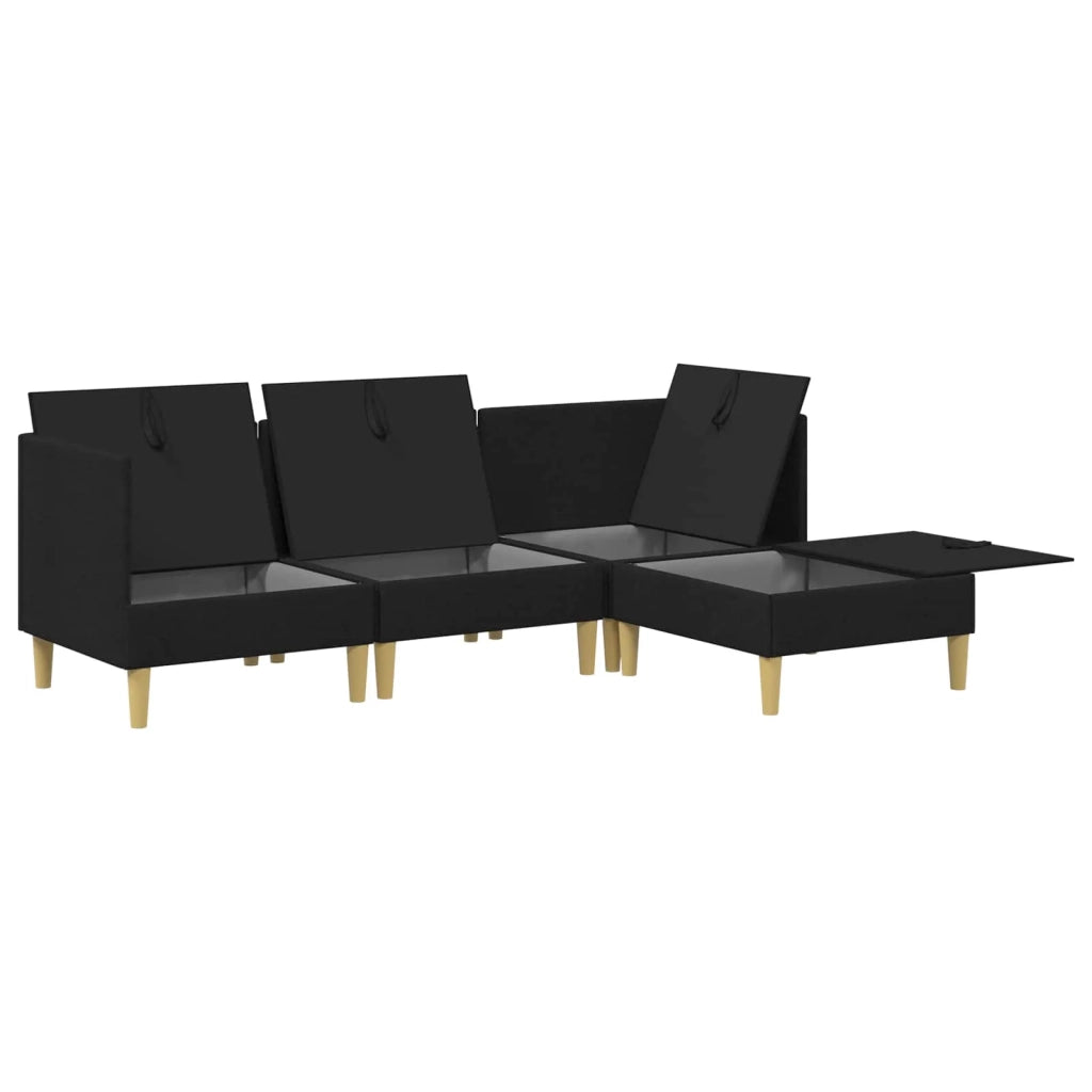 Set di mobili per il soggiorno con cuscino 4 pcs Nero Tessuto 3413685