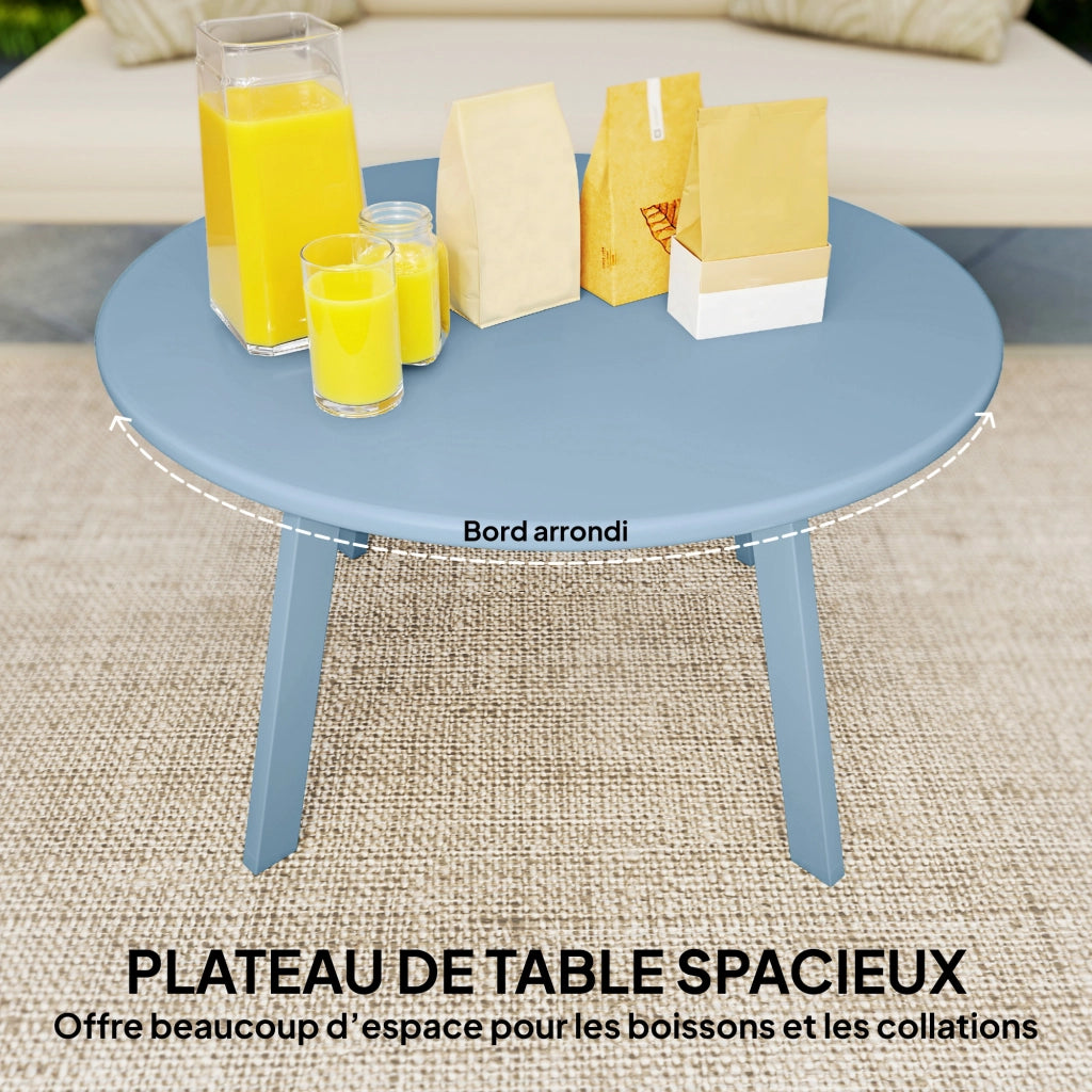 Tavolino rotondo da giardino ¨C Xylo ¨C ? 70 x 42 cm blu metallo