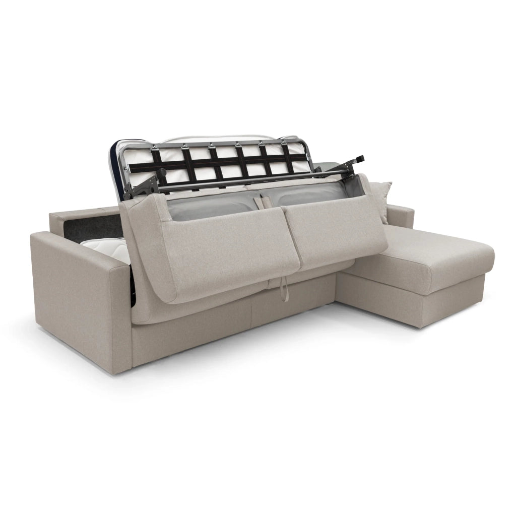 Chris Divano letto angolare 5 posti in tessuto impermeabile T13 268 cm Destro (mat 140x197) panna