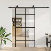 Porta Scorrevole con Ferramenta Nera 102x205 cm in Vetro ESG 3375932