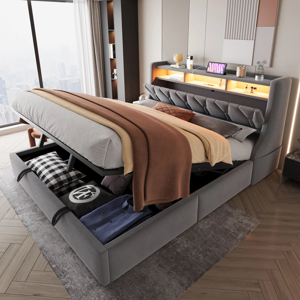 letto imbottito velluto grigio 180 x 200 cm
