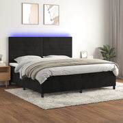 Letto a Molle con Materasso e LED Nero 200x200 cm in Velluto 3136205