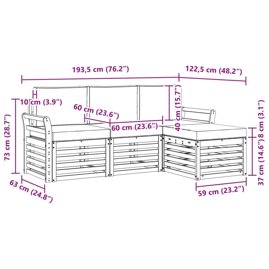 Set di divani da esterno 4 pcs Bianco e Antracite 3391637