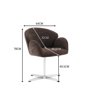 SEDIA Girevole 360° Marrone in Tessuto e Metallo