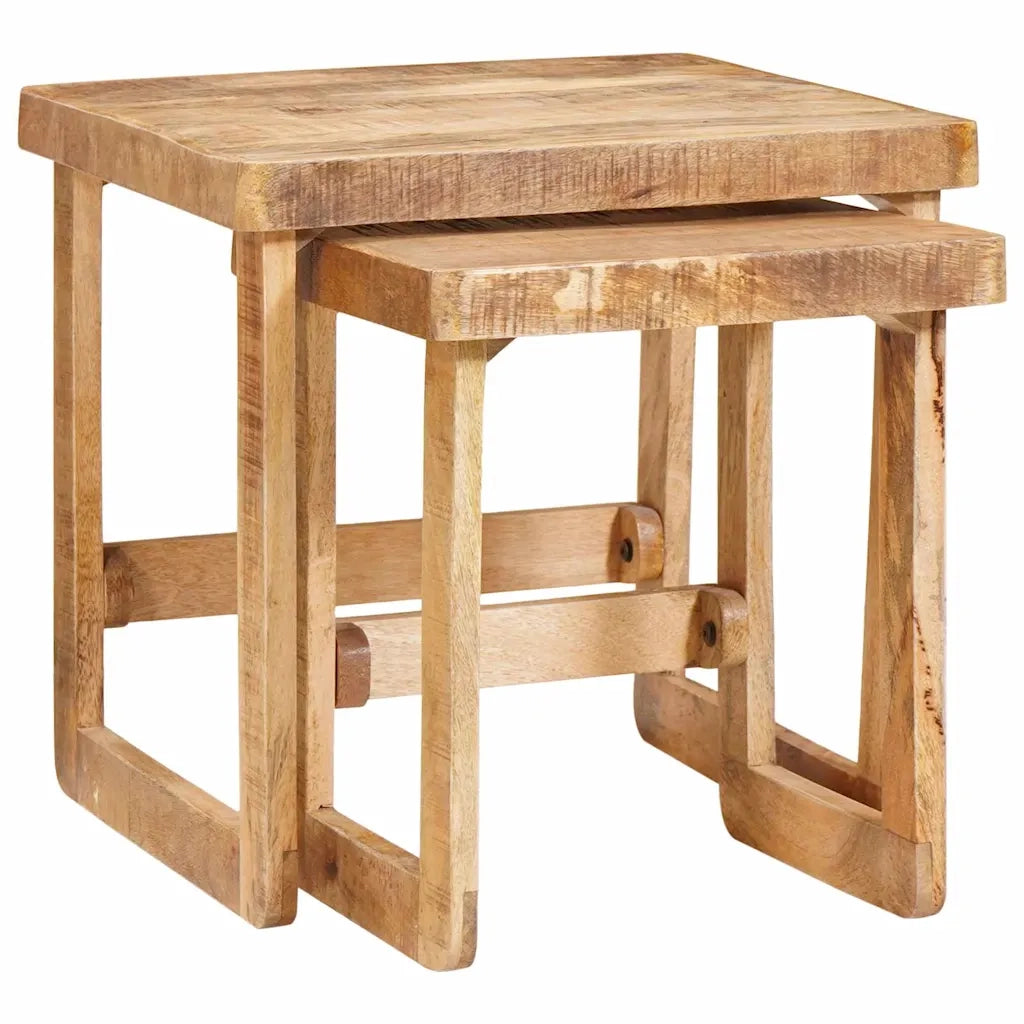 Tavoli da annidamento 2 pcs Marrone Legno di mango massello 4104557