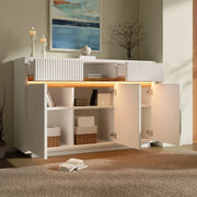 Credenza bianca moderna con LED; 140x40x85 cm; in MDF e truciolare