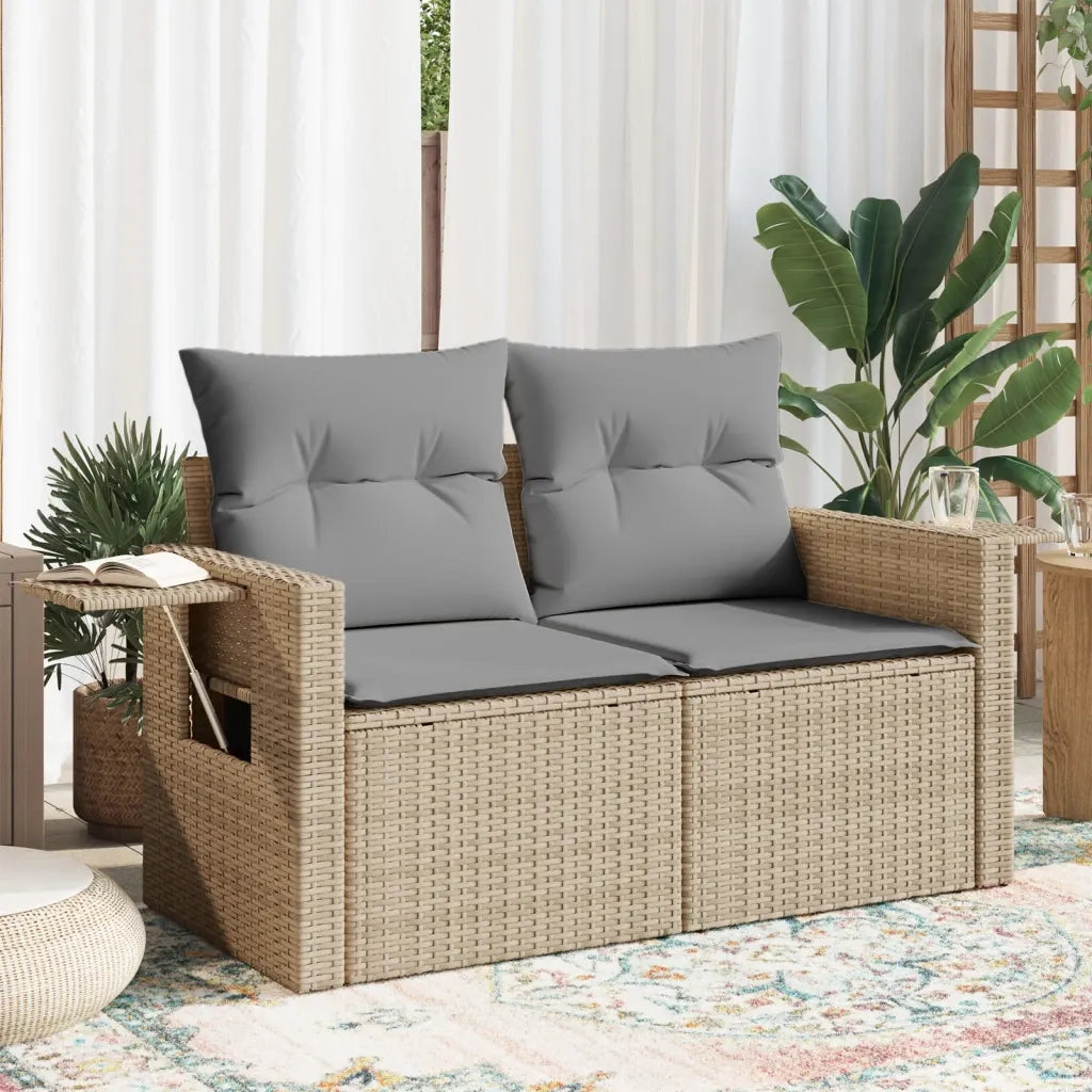 Divano da Giardino con Cuscini a 2 Posti-Sofa da Giardino-Divano da esterno Beige in Polyrattan 732327
