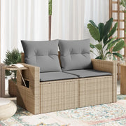 Divano da Giardino con Cuscini a 2 Posti-Sofa da Giardino-Divano da esterno Beige in Polyrattan 732327