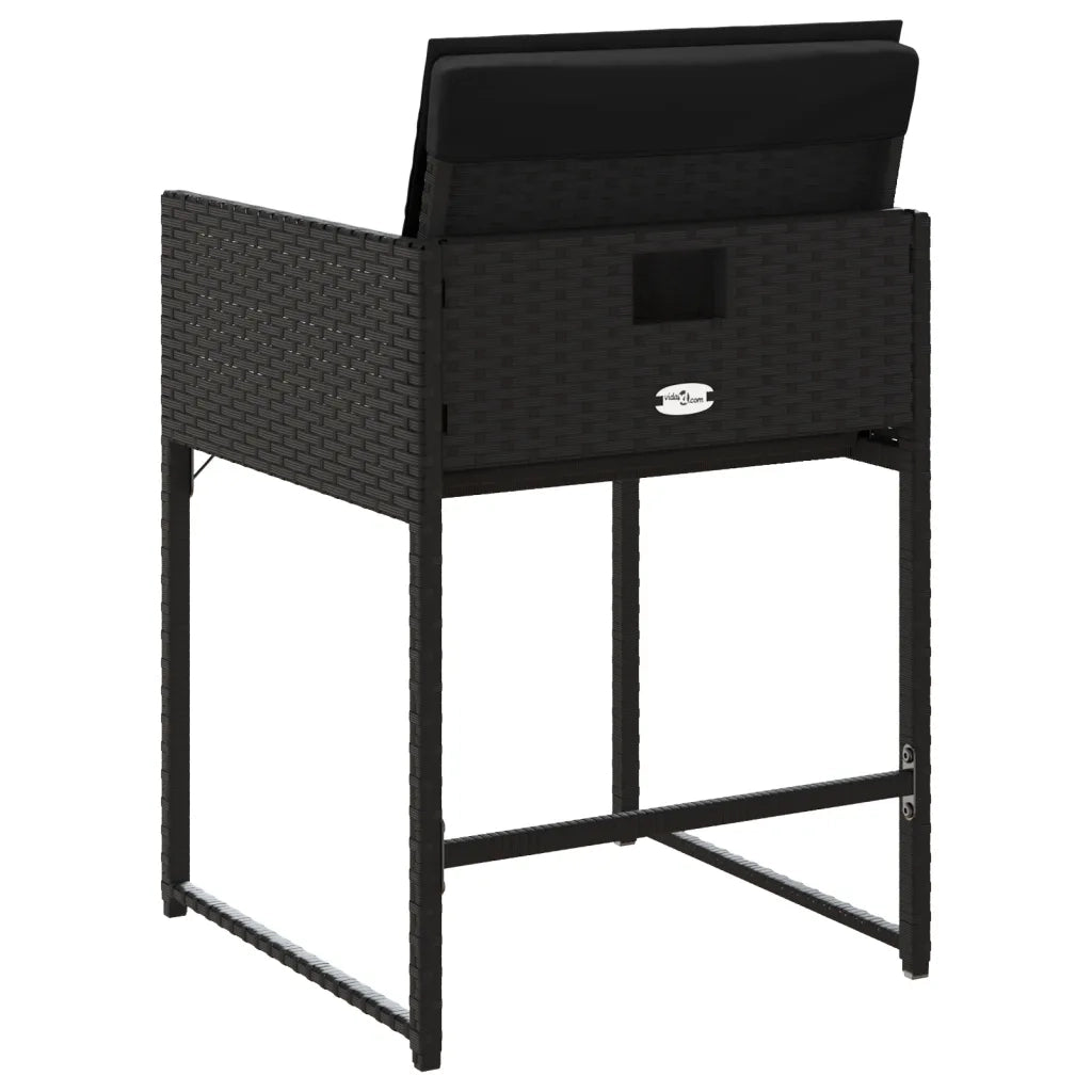 Sedie da Giardino con Cuscini 4 pz | Sedie da Esterno Nere in Polyrattan