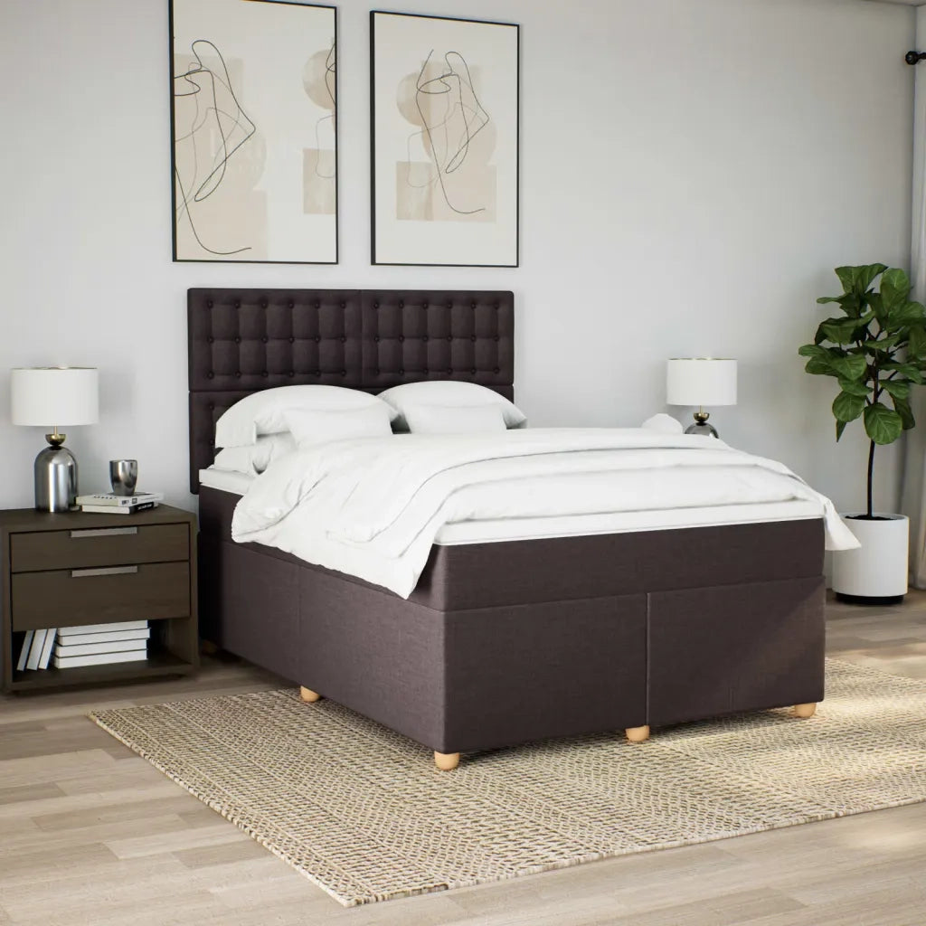 Giroletto a Molle con Materasso Marrone Scuro 140x200cm Tessuto 3291320