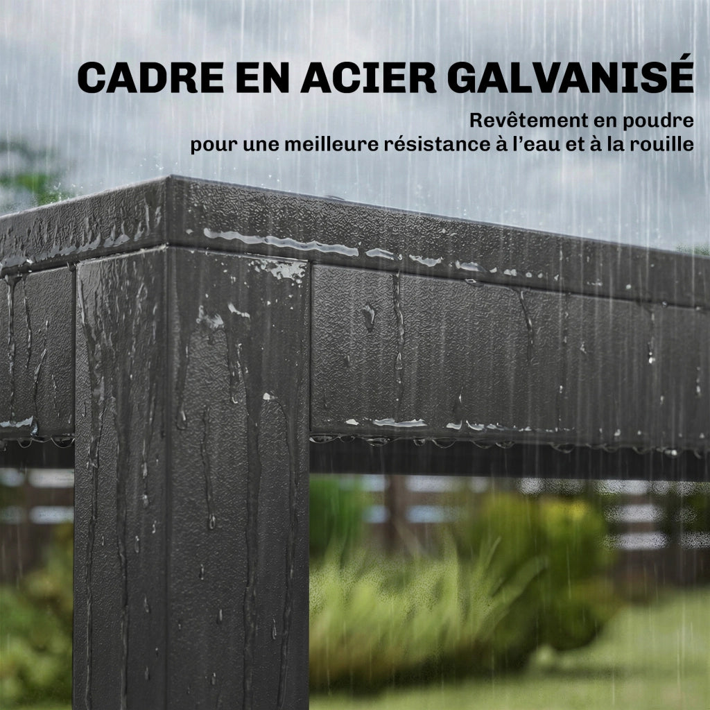 Set Giardino 7 Pezzi Tavolo Legno Effetto 6 Sedie Pieghevoli ¨C zephmum ¨C 140x80x72 Grigio