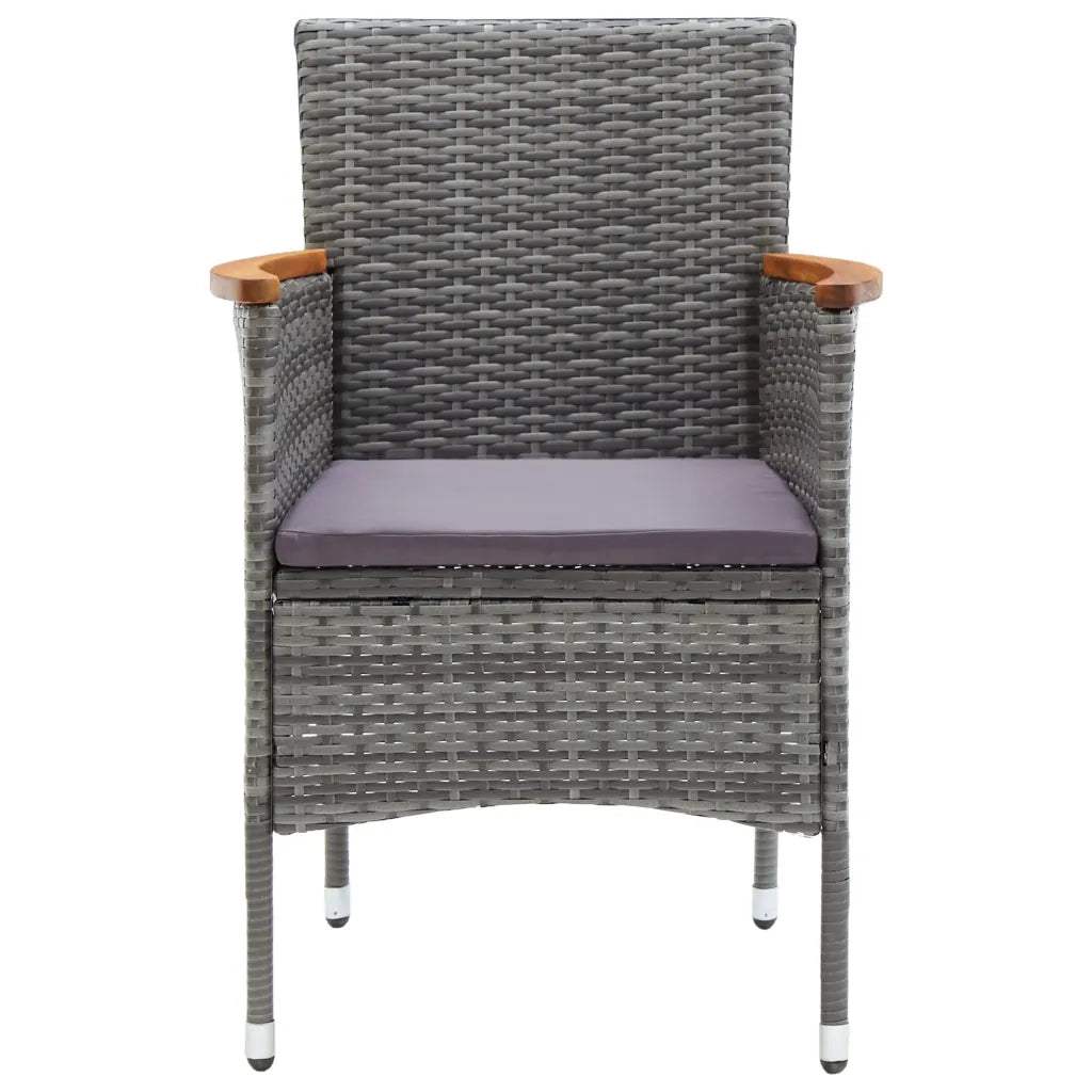 Set Bistrot Giardino 3 pz Polyrattan e Vetro Temperato Grigio 3058365