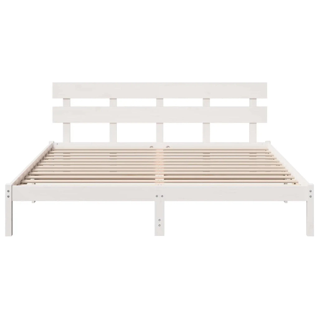 Struttura del letto-Giroletto-Rete del Letto Bianco 200 x 200 cm Legno massello di pino 266458