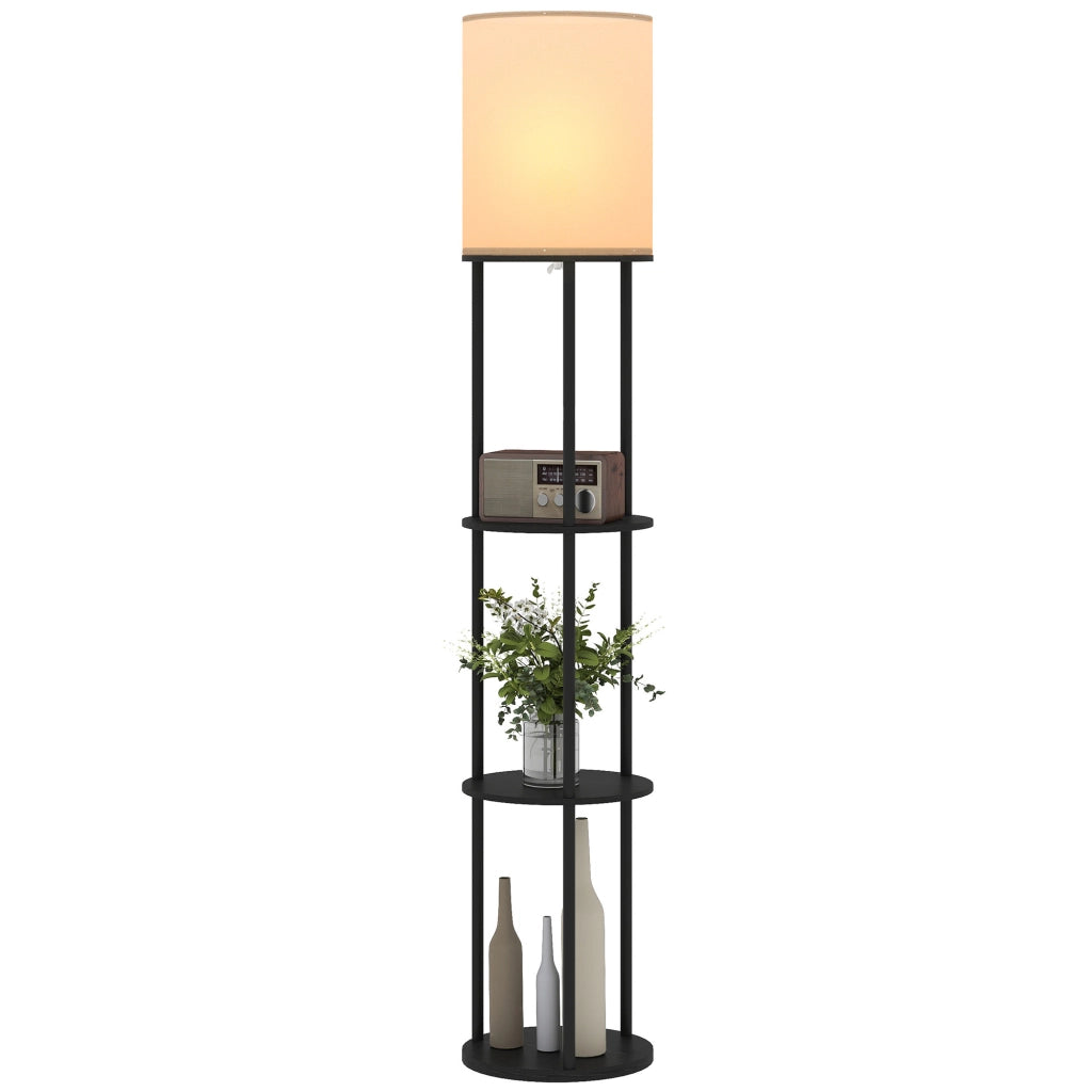 Lampada da Terra con Scaffali ¨C zephmum ¨C Nero 3 Temperature Colore Telecomando