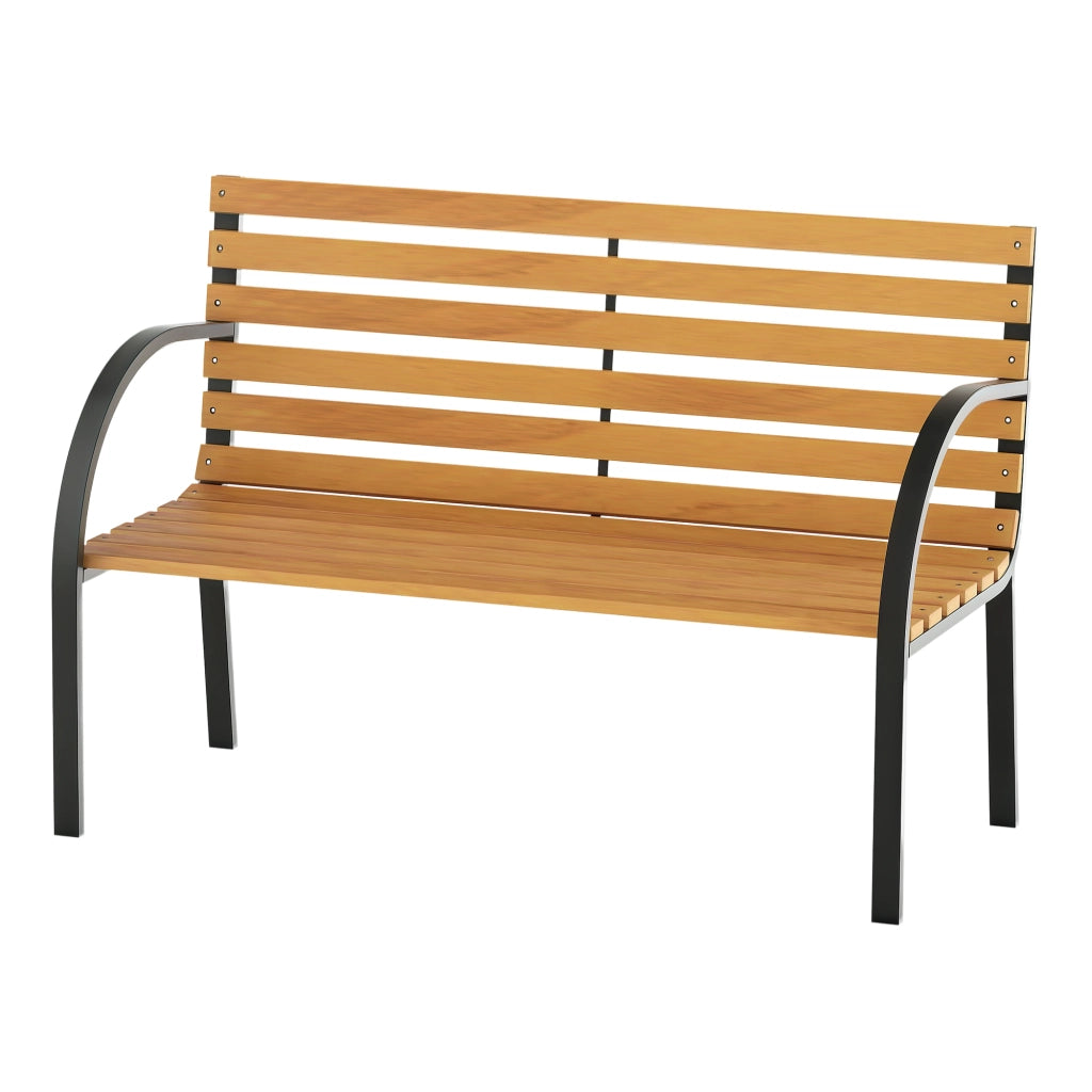 Panchina da giardino 2 posti ¨C Xylo ¨C legno naturale e acciaio nero