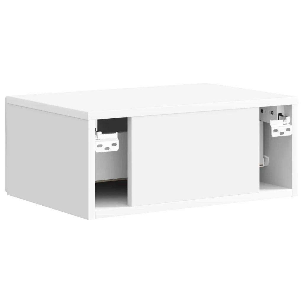 Comodino | Armadio da Notte | Mobiletto da notte a muro Bianco Lucido 49 x 34,5 x 20 cm
