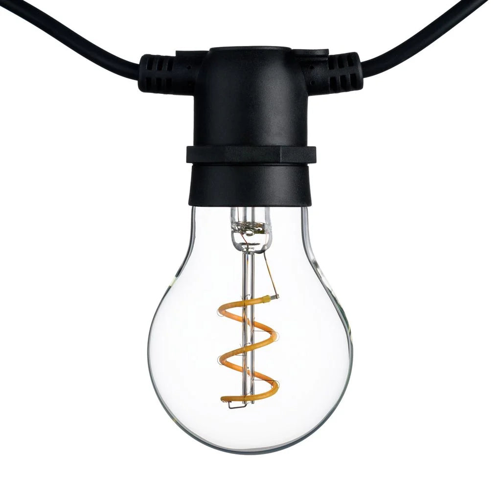 Catena 5 m, 10 lampadine goccia Ø 60 mm, led bianco caldo a spirale, prolungabile