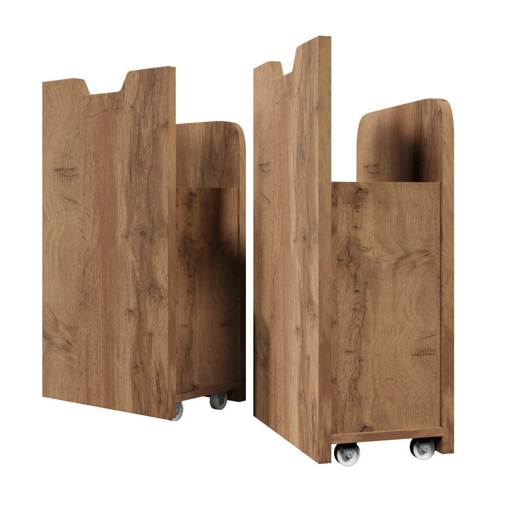 DESMIU Litto Combinato 160 × 200 cm 2 posti con LED, USB, Type-C, vano contenitore e cassetti, senza materasso, in legno, rovere